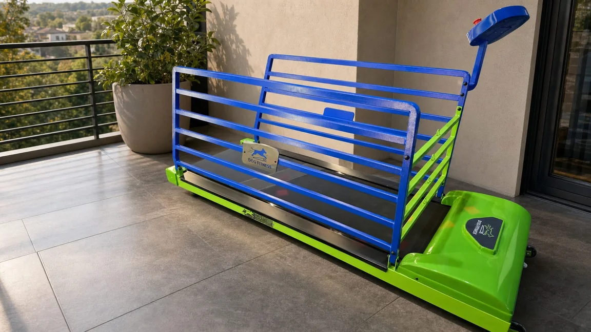 Esteira Dog Fitness na varanda de um apartamento